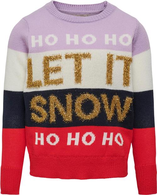 Se ONLY Kogxmas Snow Oneck KNT Kvinde Lavendula/cd/frosted Almond/night S Sweaters Str 122/128 - hos Magasin ved Magasin