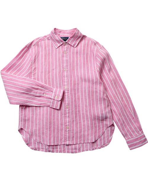 Polo Ralph Lauren Striped Linen Boxy Shirt Str 12 / 12 år - Lyserød/hvid Skjorter hos Magasin