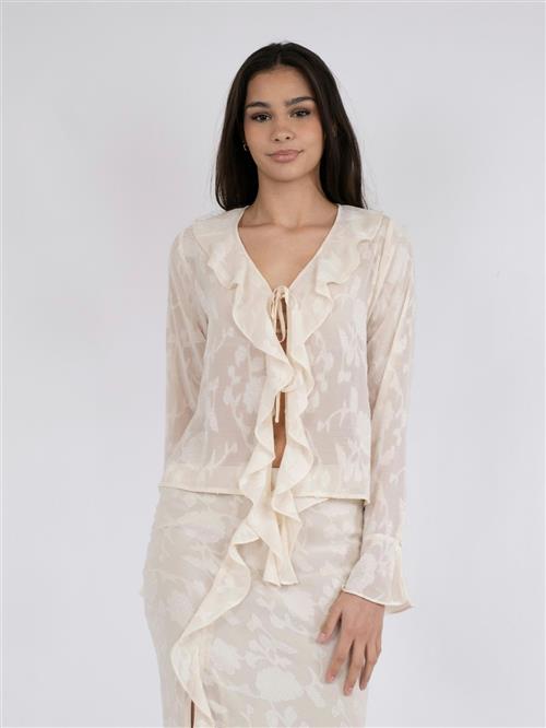 Se Neo Noir Anika Burnout Blouse Kvinde Off White Langærmede Bluser Str 44 - hos Magasin ved Magasin