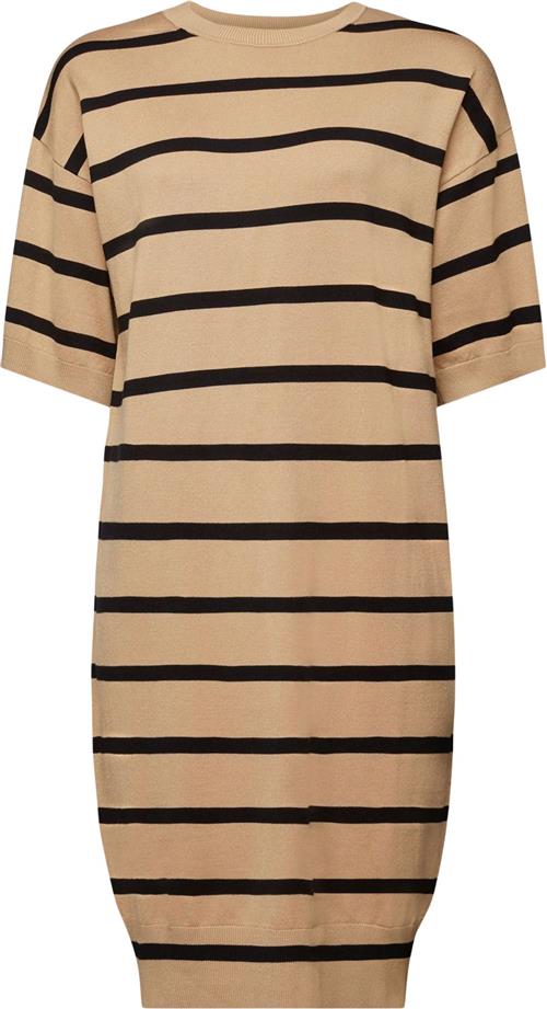 Esprit CV Dress Stripe Kvinde Light Beige 2 Midi Kjoler Str L - hos Magasin