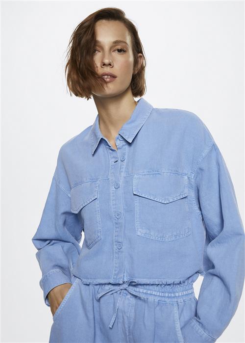 MANGO Shirt Nala Kvinde Lt-pastel Blue Langærmede Skjorter Str XS - hos Magasin