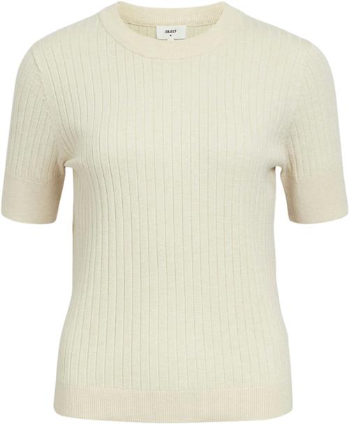 Object Objnoelle S/S Knit Tshirt Noos Kvinde Sandshell/melange Kortærmede T-shirts Str S - hos Magasin