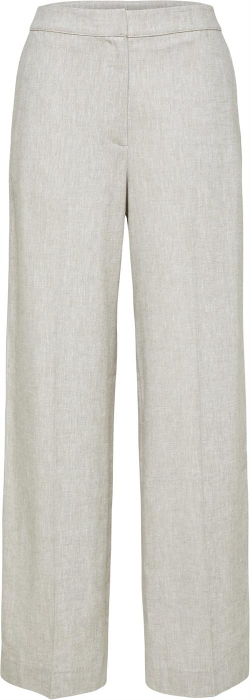 Selected Femme Slftaniaeliana HW Wide Pant Kvinde Nomad/melange Hørbukser Str 40 - hos Magasin