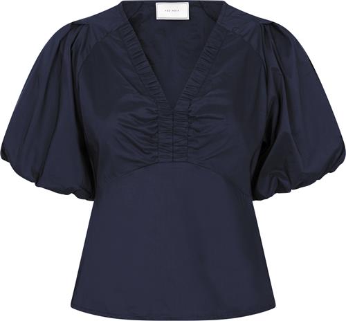 Neo Noir Irina Poplin Blouse Kvinde Navy Langærmede Bluser Str 34 - hos Magasin