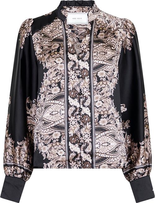 Neo Noir Massima Paisley Border Blouse Kvinde Sort Langærmede Bluser Str 44 - hos Magasin