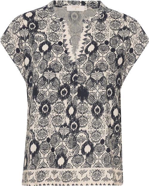 Cream Crpaya SS Blouse Kvinde Total Eclipse Ethnic Tapestry Langærmede Bluser Str 42 - hos Magasin