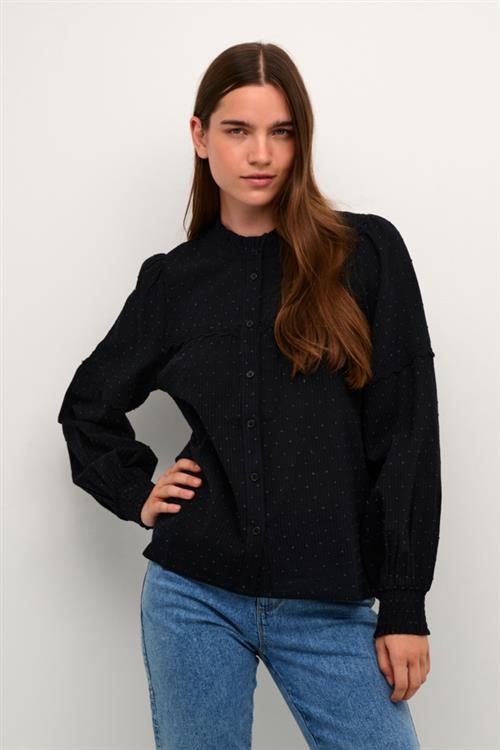 Kaffe Kasille Shirt Blouse Kvinde Black Deep Langærmede Bluser Str 42 - hos Magasin