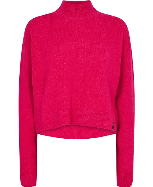 Superdry Vintage Essential Mock Neck Kvinde Hot Pink Sweaters Str L - hos Magasin