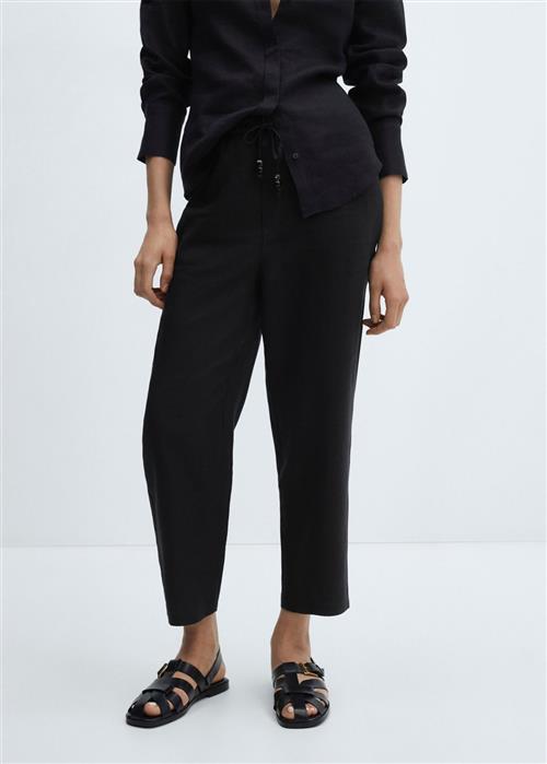 MANGO 100 Linen Trousers Kvinde Black Hørbukser Str S - hos Magasin