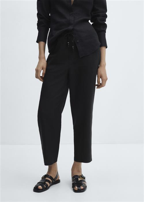 MANGO 100 Linen Trousers Kvinde Black Hørbukser Str XXS - hos Magasin