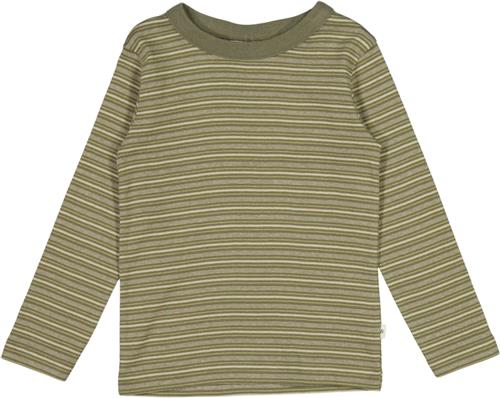 Se Wheat Langærmet Tshirt Lai Str 4 år / 104 cm - Heather Green Stripe Langærmede T-shirts Bomuld hos Magasin ved Magasin