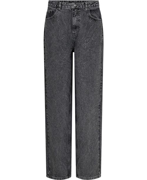 ROTATE Birger Christensen Rhinestone Wide LEG Jeans Kvinde Grey Denim Straight Jeans Str 25 - Denim hos Magasin