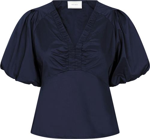 Neo Noir Irina Poplin Blouse Kvinde Navy Langærmede Bluser Str 44 - hos Magasin