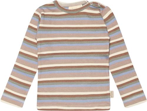 PETIT PIAO Tshirt L/S Modal Multi Striped Str 92 cm - Simply Taupe Langærmede T-shirts Bomuld hos Magasin