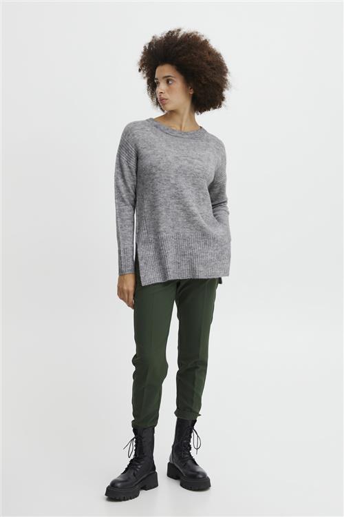 Se ICHI Ihkamara Long LS Kvinde Grey Melange Sweaters Str L - hos Magasin ved Magasin