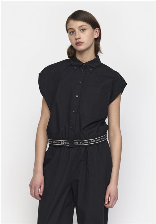 esmé studios Escalla Cropped Shirt Kvinde Black Kortærmede Skjorter Str M - Bomuld hos Magasin