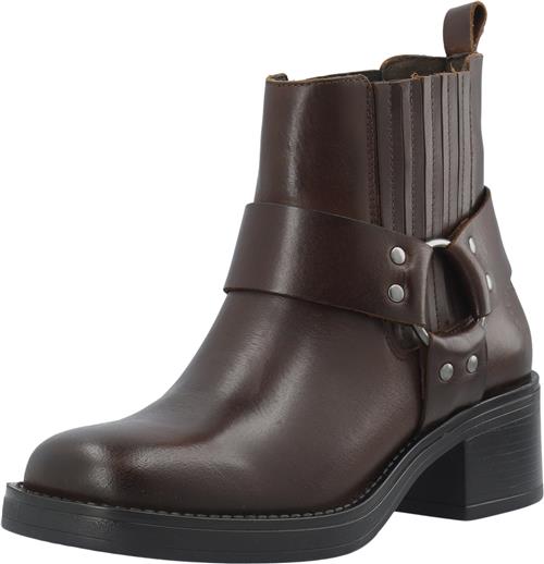 Cashott Casrikke Chelsea Biker Boot Pull Up Leather Kvinde Coffee Ankelstøvler Str 38 - hos Magasin