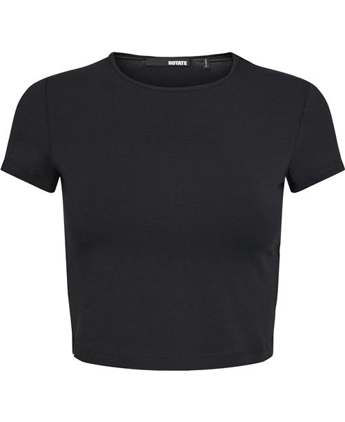 ROTATE Birger Christensen Cropped Tshirt Kvinde Black Kortærmede T-shirts Str 40 - hos Magasin