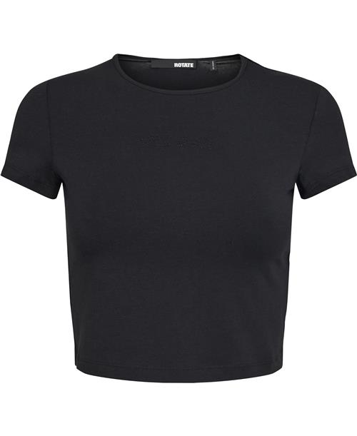 ROTATE Birger Christensen Cropped Tshirt Kvinde Black Kortærmede T-shirts Str 34 - hos Magasin