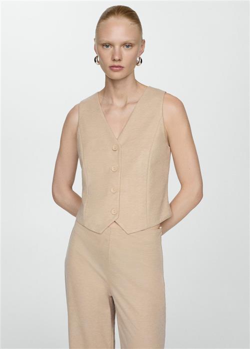 Se MANGO Gilet With Buttons Kvinde Light Beige Veste Str S - hos Magasin ved Magasin