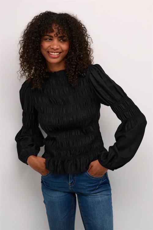 Cream Crhenva Blouse Kvinde Pitch Black Langærmede Bluser Str 44 - hos Magasin