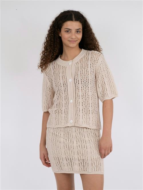 Neo Noir Ellen Crochet Knit Cardigan Kvinde Sand Cardigans Str 42 - hos Magasin