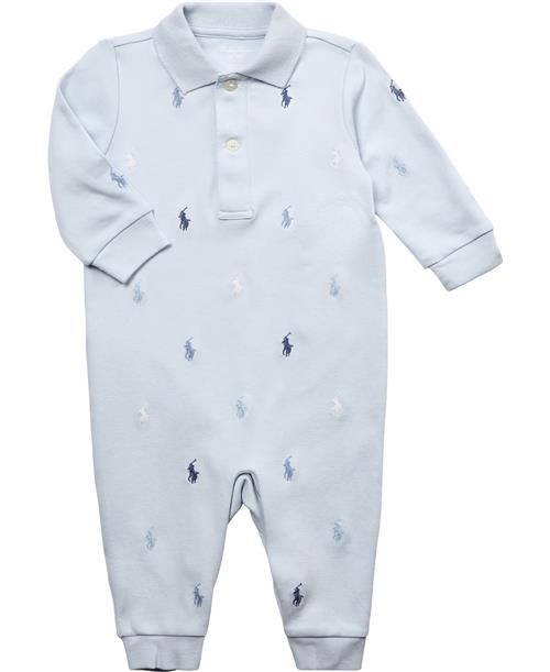 Polo Ralph Lauren Polo Pony Soft Cotton Polo Coverall Str 6M / 6-9 mdr - Blå Heldragter Bomuld hos Magasin