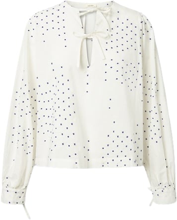 Nué Notes Hartwell Blouse Kvinde Blue Dots Langærmede Bluser Str 40 - hos Magasin