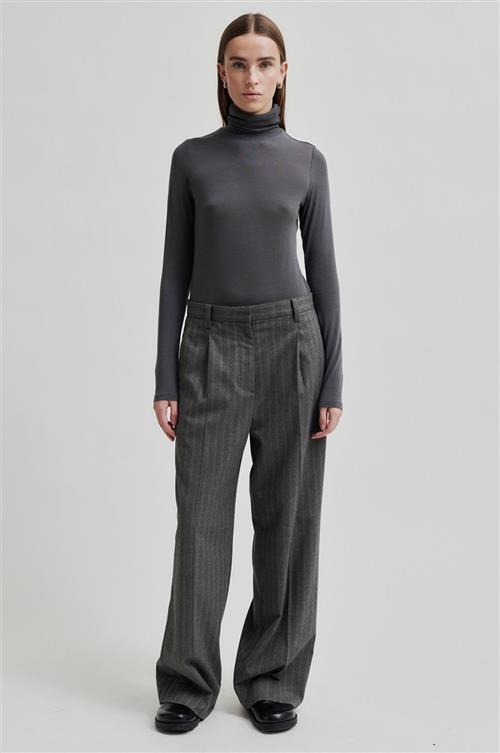 Second Female Hollanda Trousers Kvinde Dark Grey Melange Bukser Str L - hos Magasin