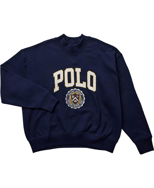 Polo Ralph Lauren Logo Fleece Mockneck Sweatshirt Str XL - Blå Sweatshirts Bomuld hos Magasin