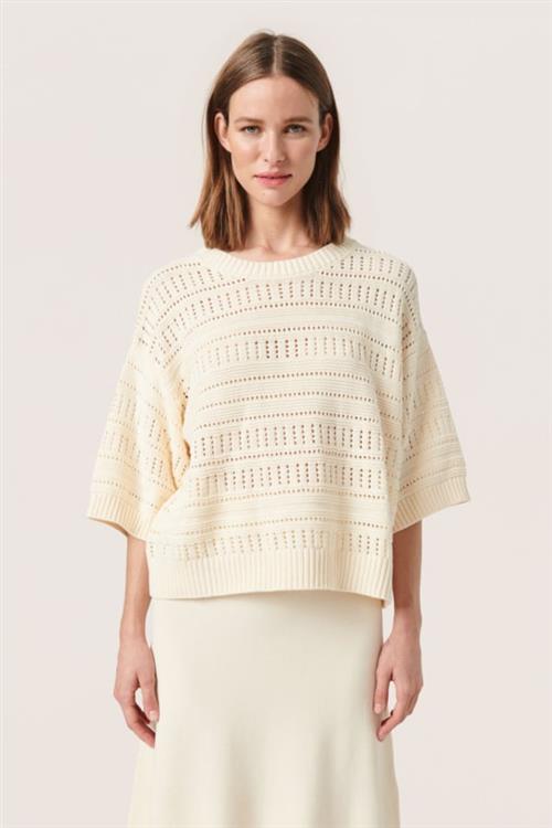 Soaked in Luxury Slrava Rinna Pullover Kvinde Pearled Ivory Sweaters Casual Fit Str XS - hos Magasin