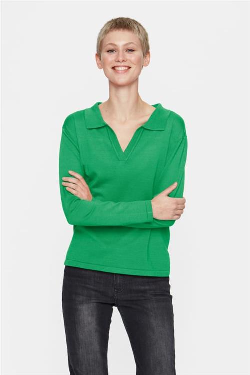 Se Saint Tropez Milasz Polo Pullover Kvinde Verdant Green Melange Langærmede Bluser Str M - hos Magasin ved Magasin