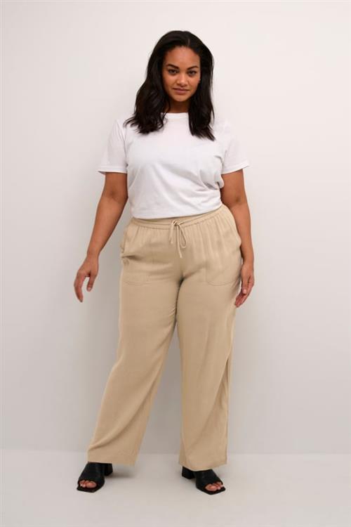 Se Kaffe Curve Kcmille Pants Kvinde Chinchilla Hørbukser Loose Fit Str 54 - hos Magasin ved Magasin