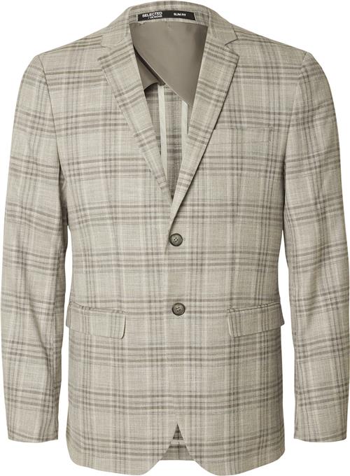 Se Selected Homme Slhslimneil Brown Check BLZ Mand Brownie/sand Blazere Slim Fit Str 52 - hos Magasin ved Magasin