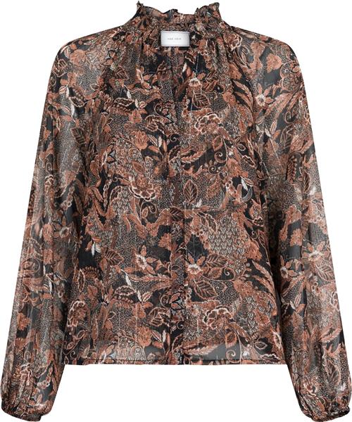 Neo Noir Cobie Forest Field Blouse Kvinde Copper Brown Langærmede Bluser Str 42 - hos Magasin