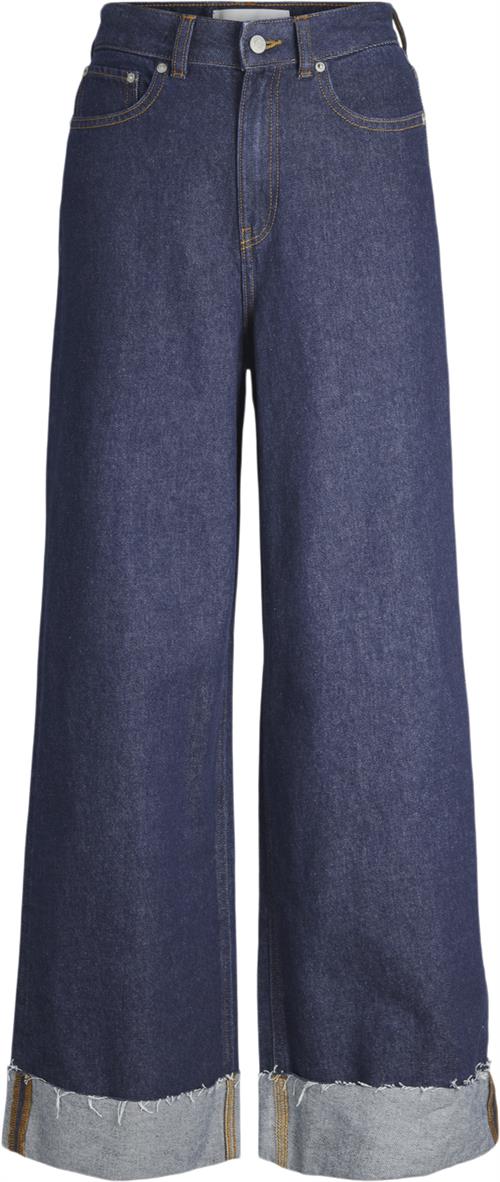 JJXX Jxtokyo Wide Fold HW Jeans R6055 DN Kvinde Dark Blue Denim Bukser Str "30/""32" - Bomuld hos Magasin