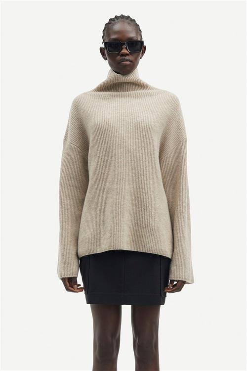 Samsøe Samsøe Sazlata Turtleneck 15353 Kvinde Khaki Mel. Sweaters Str L - hos Magasin