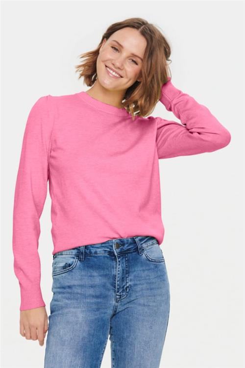 Saint Tropez Milasz Pullover Kvinde Pink Cosmos Melange Sweaters Regular Fit Str XS - hos Magasin