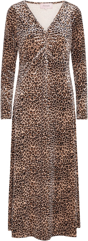 HUNKØN Angela Velour Dress Kvinde Leopard Maxi Kjoler Str L Velour - hos Magasin