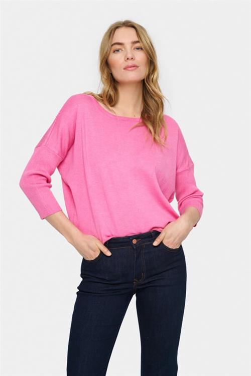 Se Saint Tropez A2561, Milasz Rneck Pullover Kvinde Pink Cosmos Melange Sweaters Casual Fit Str L - hos Magasin ved Magasin