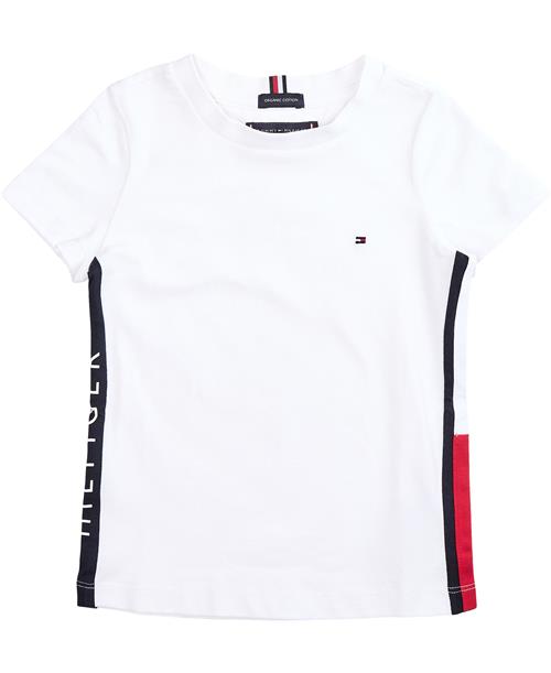 Tommy Hilfiger Tommy Flag TEE S/S Str 5 år / 110 cm - White Kortærmede T-shirts hos Magasin