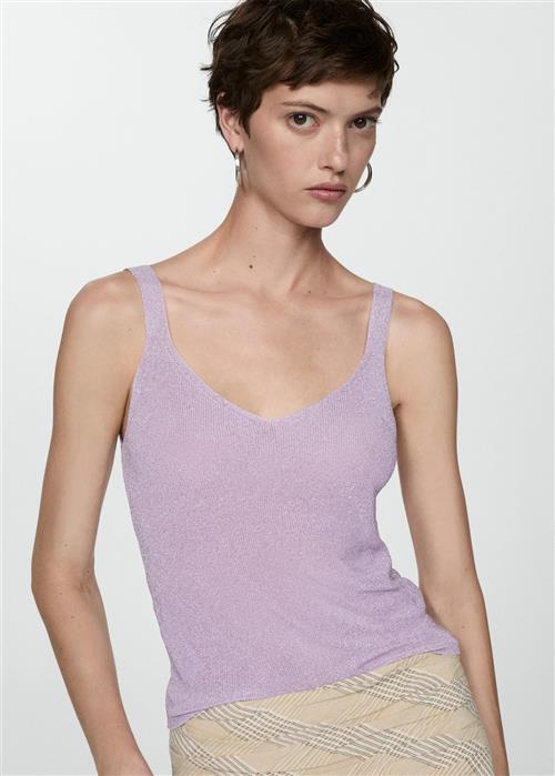 MANGO Lurex Knitted top Kvinde Lt-pastel Purple Toppe Str XS - hos Magasin