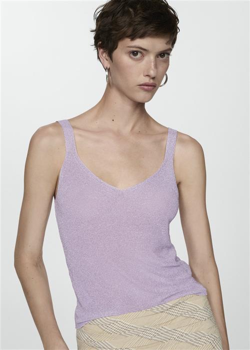 MANGO Lurex Knitted top Kvinde Lt-pastel Purple Toppe Str M - hos Magasin