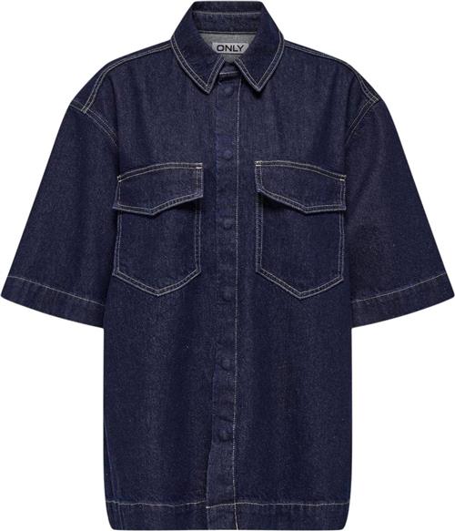 ONLY Onlsophie Oversize S/S Shirt DNM Kvinde Dark Blue Denim/rinse Skjorter Str XS - Bomuld hos Magasin