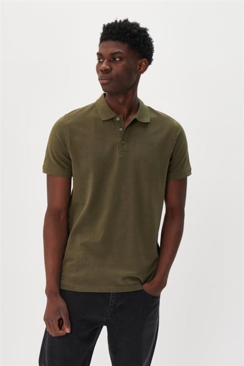 Se Matinique Mapoleo Melange Mand Olive Night Melange Kortærmede Poloer Regular Fit Str XL - hos Magasin ved Magasin