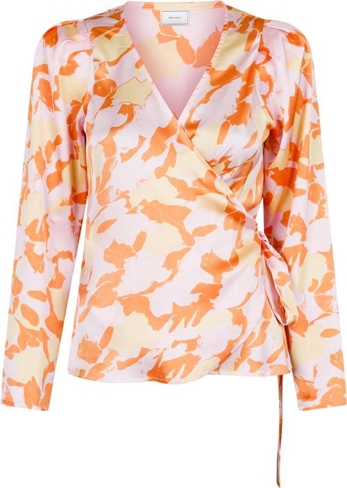 Neo Noir Milana Flower Brush Blouse Kvinde Tangerine Langærmede Bluser Str 40 - hos Magasin