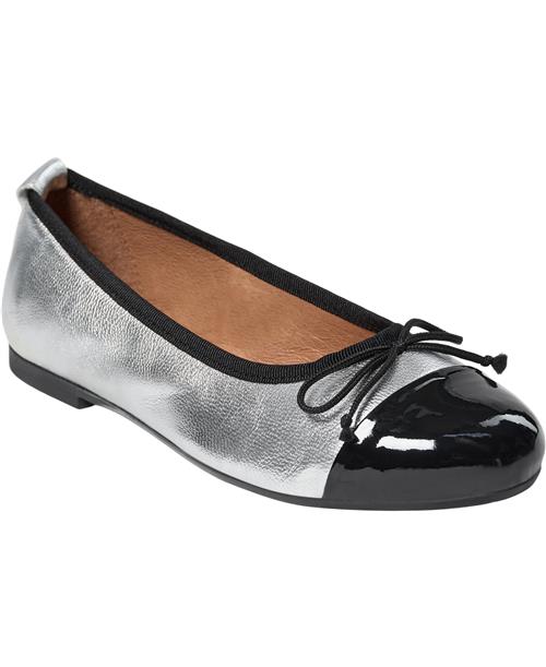 Pavement Lucy Lu Kvinde Silver/black Patent Ballerinaer Str 41 - Læder hos Magasin