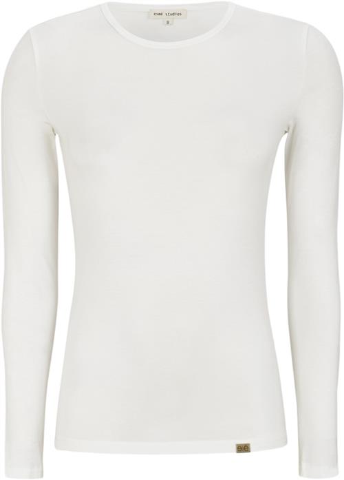 esmé studios Espenelope LS Oneck Slim T-shirt Kvinde White Langærmede T-shirts Slim Fit Str L - hos Magasin