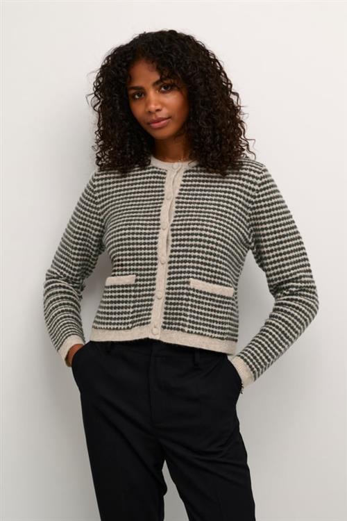 Kaffe Kaellery Knit Cardigan Kvinde Feather Gray/ Black Structure Cardigans Str XS - hos Magasin