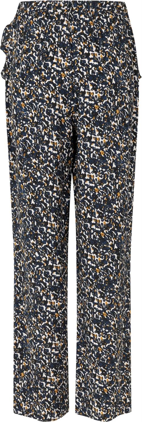 Rosemunde Viscose Trousers Kvinde Navy Camo Print Bukser Med Lige Ben Str 40 - hos Magasin